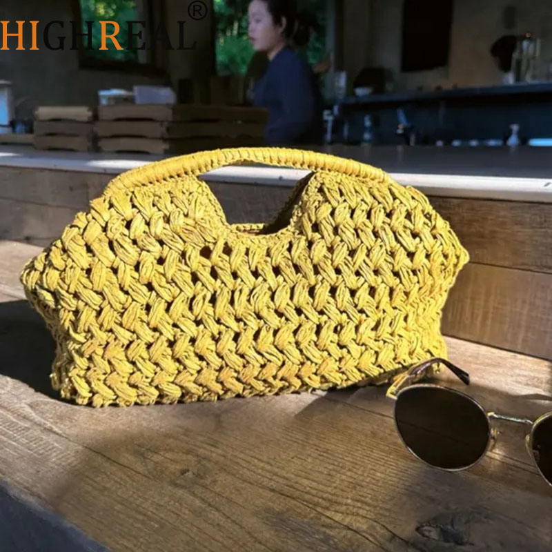 Women'S Raffia Bags - Elegante borsa da donna intrecciata a