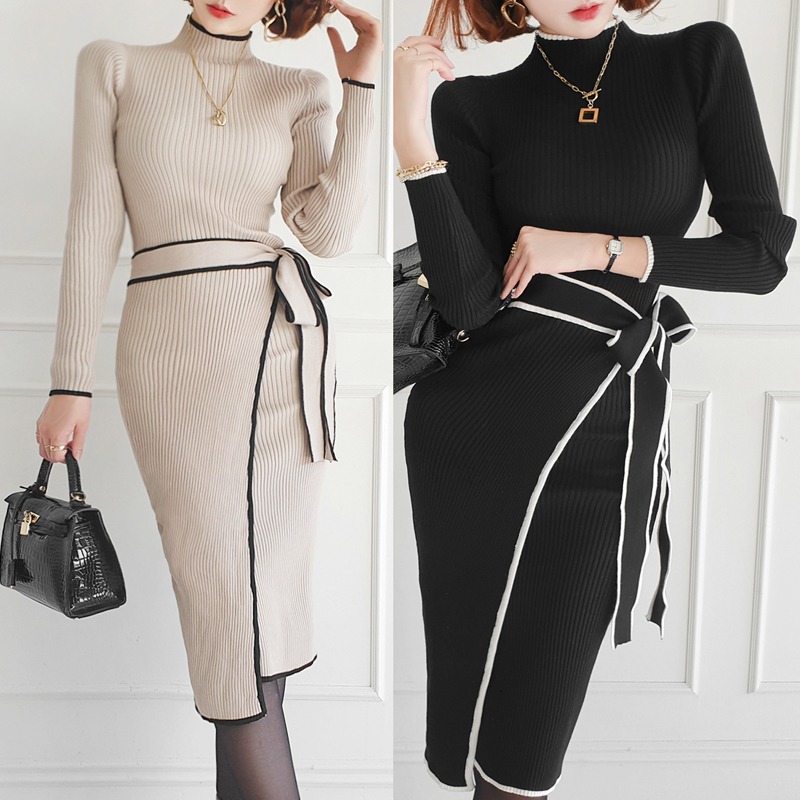 Abito in maglia coreano slim f - Women Bags Ru recensione e prezzo